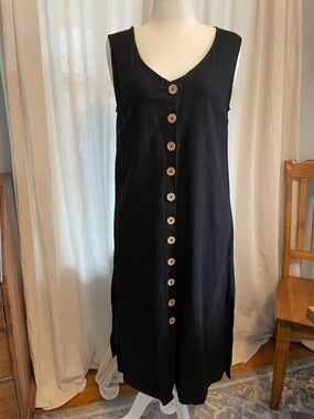 Philosophy Black Sleeveless Midi Button-Front Dress